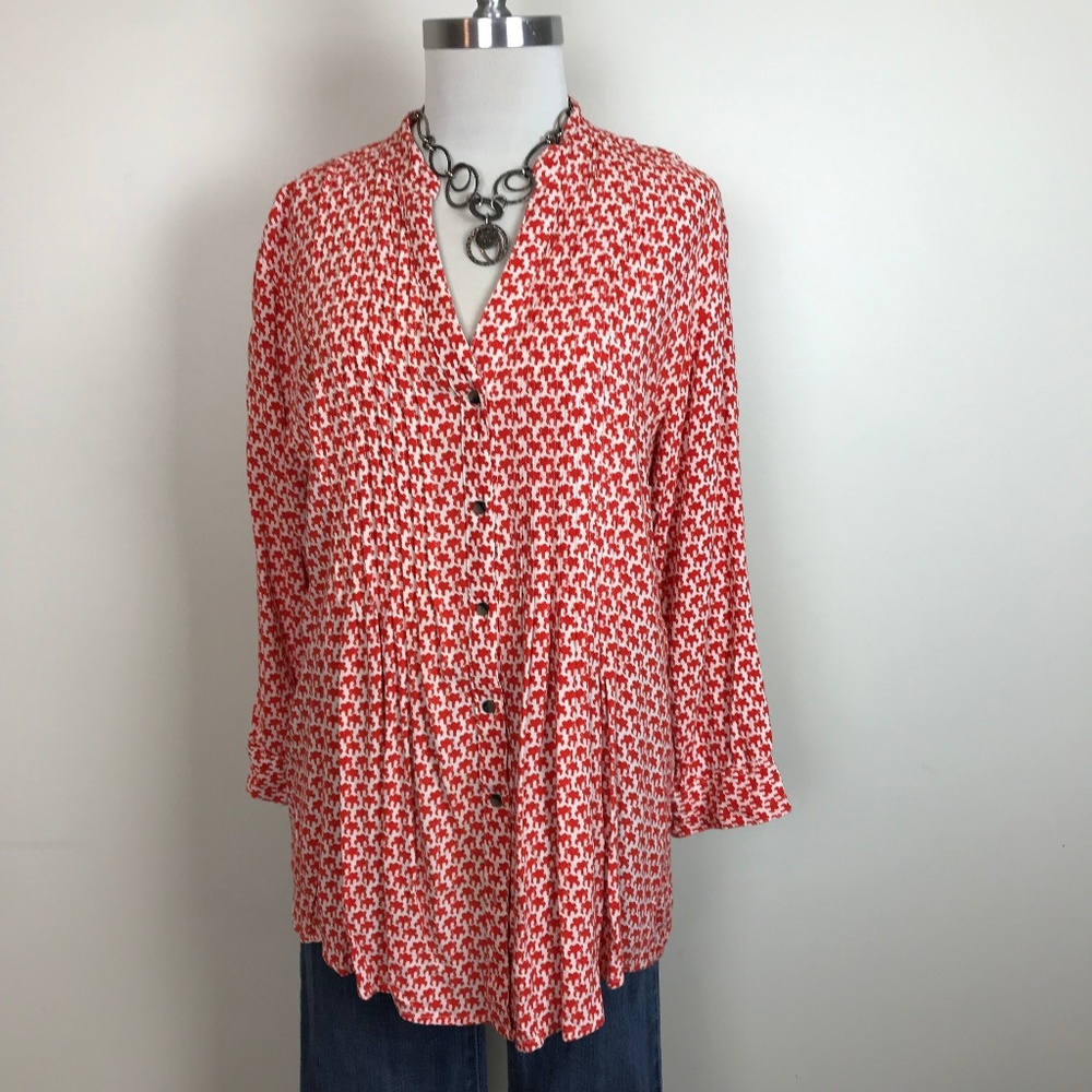 Rock Flower Paper Pin Tuck Tunic XL